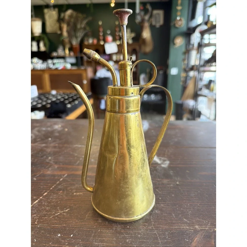 Antique Brass Oil Bottle Cup Vintage H22cm A-9433017-D